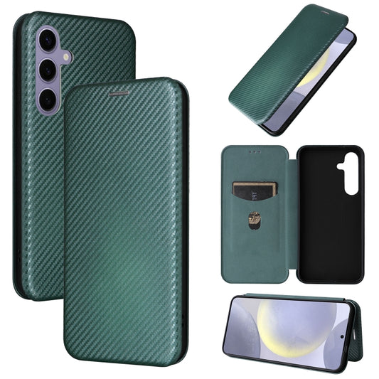 For Samsung Galaxy S25+ 5G Carbon Fiber Texture Flip Leather Phone Case(Green) by buy2fix