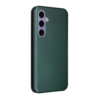 For Samsung Galaxy S25+ 5G Carbon Fiber Texture Flip Leather Phone Case(Green) by buy2fix
