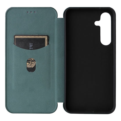 For Samsung Galaxy S25+ 5G Carbon Fiber Texture Flip Leather Phone Case(Green) by buy2fix