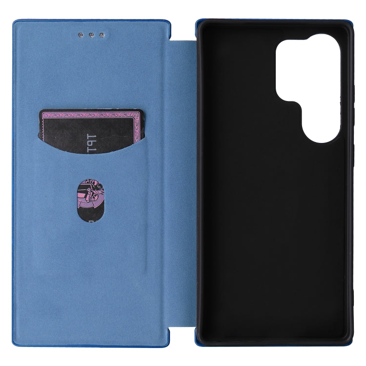 For Samsung Galaxy S25 Ultra 5G Carbon Fiber Texture Flip Leather Phone Case(Blue) by buy2fix