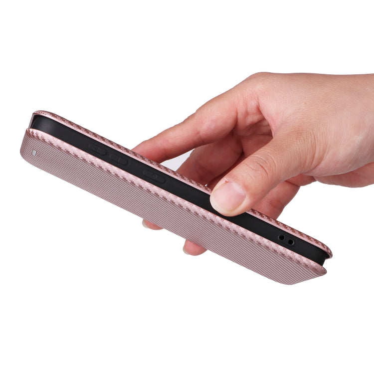 For Samsung Galaxy S25 5G Carbon Fiber Texture Flip Leather Phone Case(Pink) by buy2fix