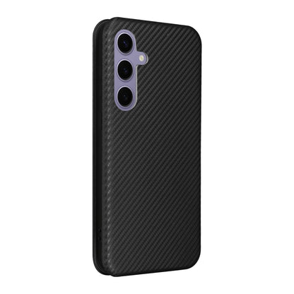 For Samsung Galaxy S25 5G Carbon Fiber Texture Flip Leather Phone Case(Black) - Galaxy S25 5G Cases by buy2fix | Online Shopping UK | buy2fix