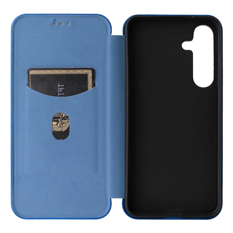 For Samsung Galaxy S25 5G Carbon Fiber Texture Flip Leather Phone Case(Blue) by buy2fix
