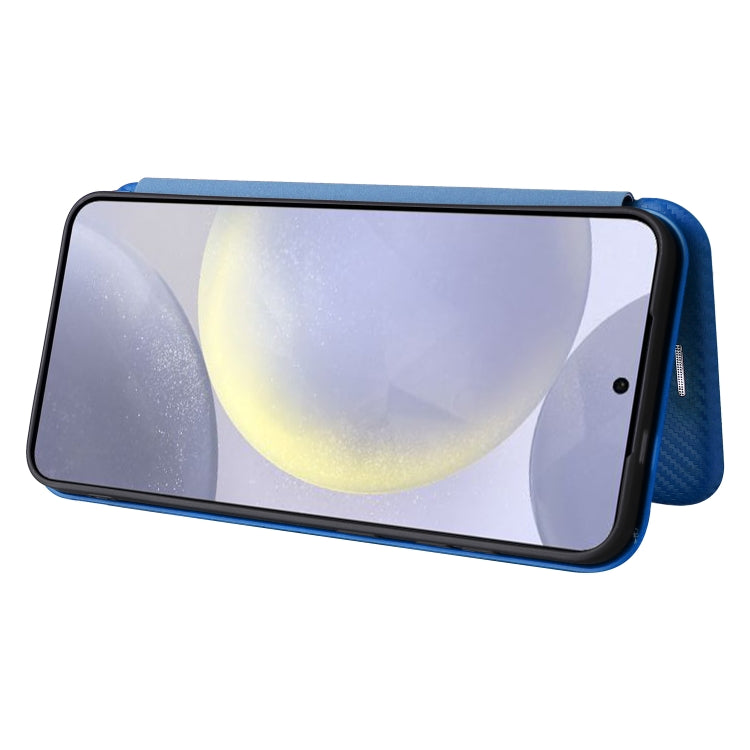 For Samsung Galaxy S25 5G Carbon Fiber Texture Flip Leather Phone Case(Blue) by buy2fix