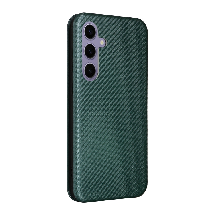 For Samsung Galaxy S25 5G Carbon Fiber Texture Flip Leather Phone Case(Green) - Galaxy S25 5G Cases by buy2fix | Online Shopping UK | buy2fix