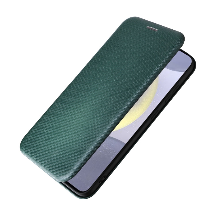 For Samsung Galaxy S25 5G Carbon Fiber Texture Flip Leather Phone Case(Green) - Galaxy S25 5G Cases by buy2fix | Online Shopping UK | buy2fix