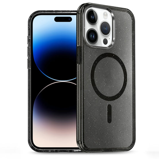 For iPhone 14 Pro Max Glitter Powder TPU Hybrid PC MagSafe Phone Case(Black) by buy2fix