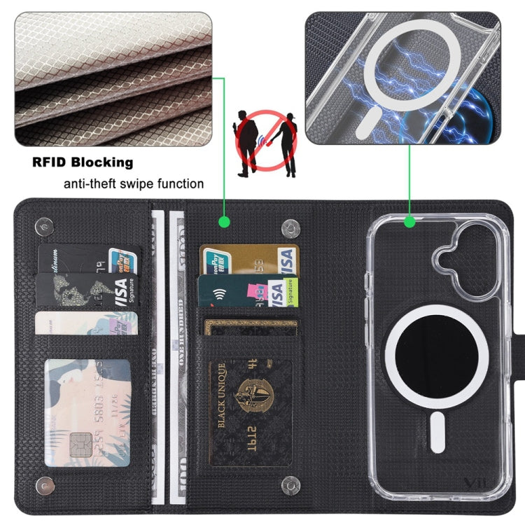 For iPhone 16 Plus ViLi GHA-C Series RFID MagSafe Magnetic Flip Leather Phone Case(Black) - iPhone 16 Plus Cases by ViLi | Online Shopping UK | buy2fix