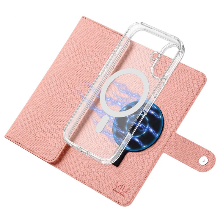 For iPhone 14 ViLi GHA-C Series RFID MagSafe Magnetic Flip Leather Phone Case(Pink) - iPhone 14 Cases by ViLi | Online Shopping UK | buy2fix