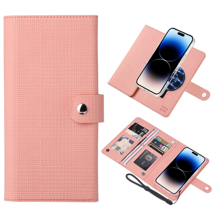 For iPhone 14 Pro ViLi GHA-C Series RFID MagSafe Magnetic Flip Leather Phone Case(Pink) - iPhone 14 Pro Cases by ViLi | Online Shopping UK | buy2fix