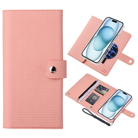 For iPhone 15 ViLi GHB-C Series RFID MagSafe Magnetic Flip Leather Phone Case(Pink)