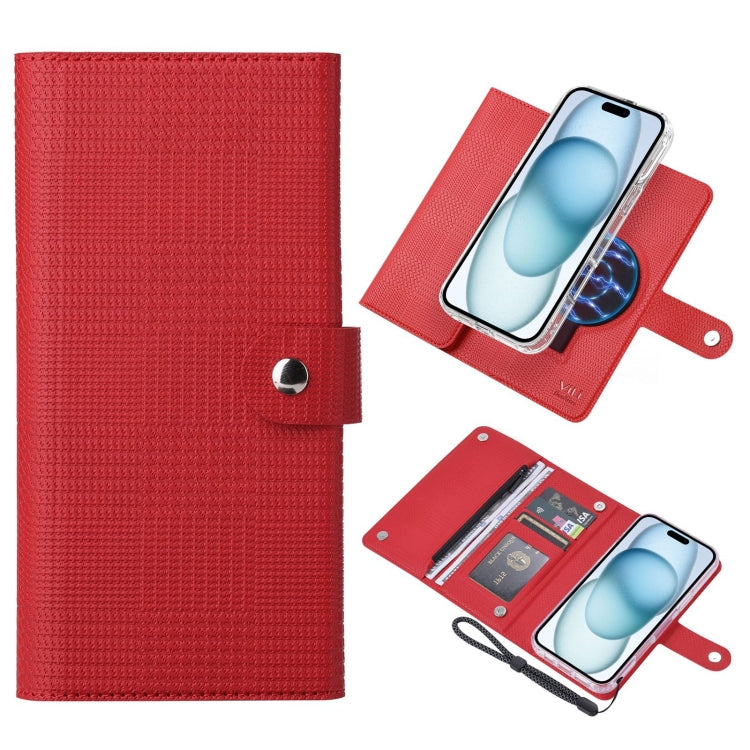 For iPhone 15 Plus ViLi GHB-C Series RFID MagSafe Magnetic Flip Leather Phone Case(Red) by ViLi