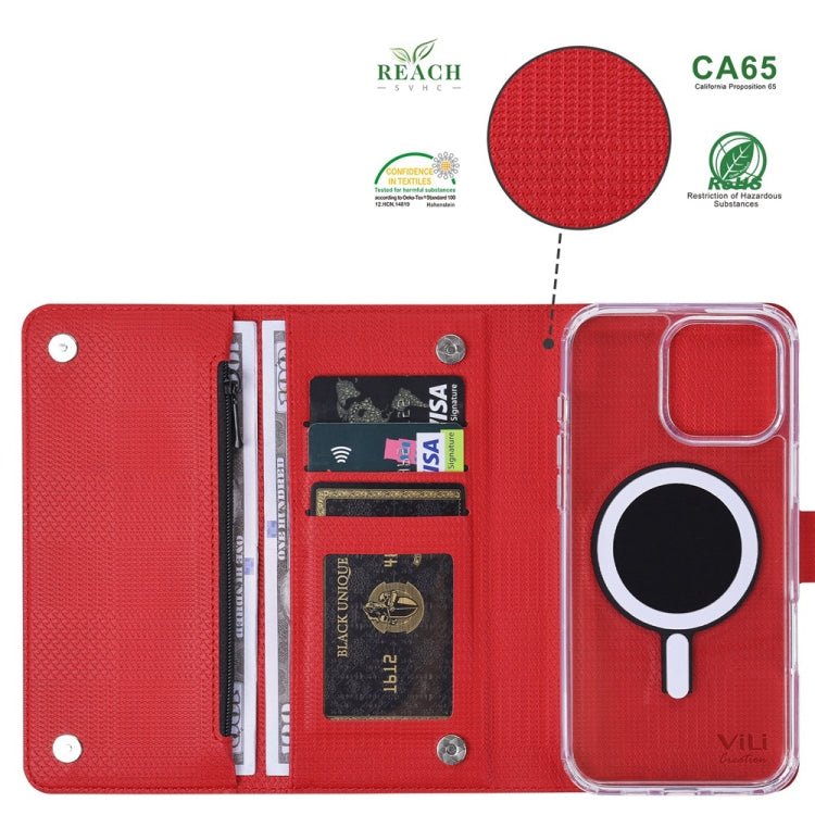 For iPhone 15 Pro ViLi GHB-C Series RFID MagSafe Magnetic Flip Leather Phone Case(Red) - iPhone 15 Pro Cases by ViLi | Online Shopping UK | buy2fix