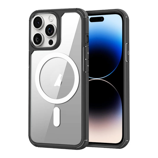 For iPhone 14 Pro Max MagSafe Acrylic Hybrid TPU Phone Case(Black + White) by buy2fix