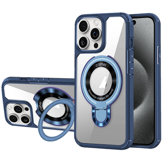 For iPhone 15 Pro MagSafe Acrylic Hybrid TPU Phone Case with Holder(Royal Blue) - iPhone 15 Pro Cases by buy2fix | Online Shopping UK | buy2fix