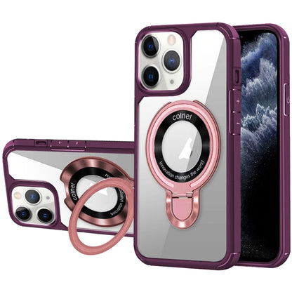 For iPhone 11 Pro Max MagSafe Acrylic Hybrid TPU Phone Case with Holder(Wine Red) - iPhone 11 Pro Max Cases by buy2fix | Online Shopping UK | buy2fix