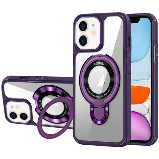 For iPhone 11 MagSafe Acrylic Hybrid TPU Phone Case with Holder(Purple) - iPhone 11 Cases by buy2fix | Online Shopping UK | buy2fix