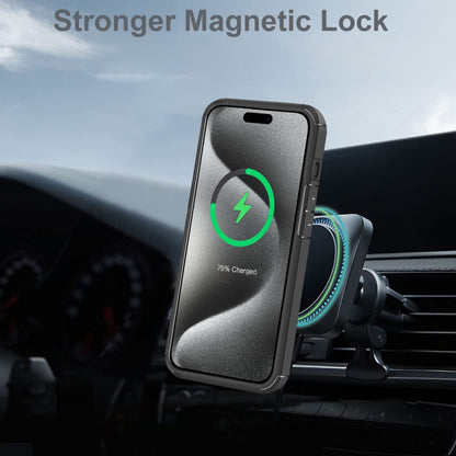 For iPhone 15 Pro MagSafe Acrylic Hybrid TPU Phone Case with Holder(Royal Blue) by buy2fix