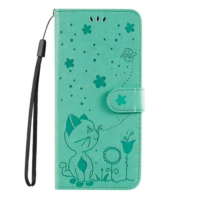 For Samsung Galaxy S25 Ultra 5G Cat and Bee Embossed Flip Leather Phone Case(Green) by buy2fix