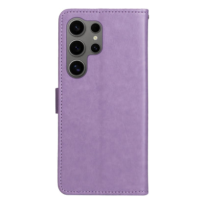 For Samsung Galaxy S25 Ultra 5G Cat and Bee Embossed Flip Leather Phone Case(Purple) - Galaxy S25 Ultra 5G Cases by buy2fix | Online Shopping UK | buy2fix