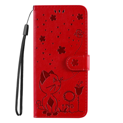 For Samsung Galaxy S25 / S24 5G Cat and Bee Embossed Flip Leather Phone Case(Red) by buy2fix