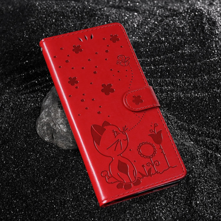 For Samsung Galaxy S25+ / S24+ 5G Cat and Bee Embossed Flip Leather Phone Case(Red) by buy2fix