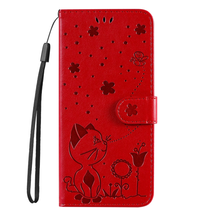 For Samsung Galaxy S25+ / S24+ 5G Cat and Bee Embossed Flip Leather Phone Case(Red) by buy2fix
