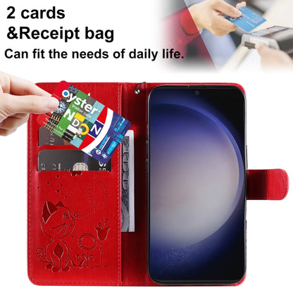 For Samsung Galaxy S25+ / S24+ 5G Cat and Bee Embossed Flip Leather Phone Case(Red) by buy2fix