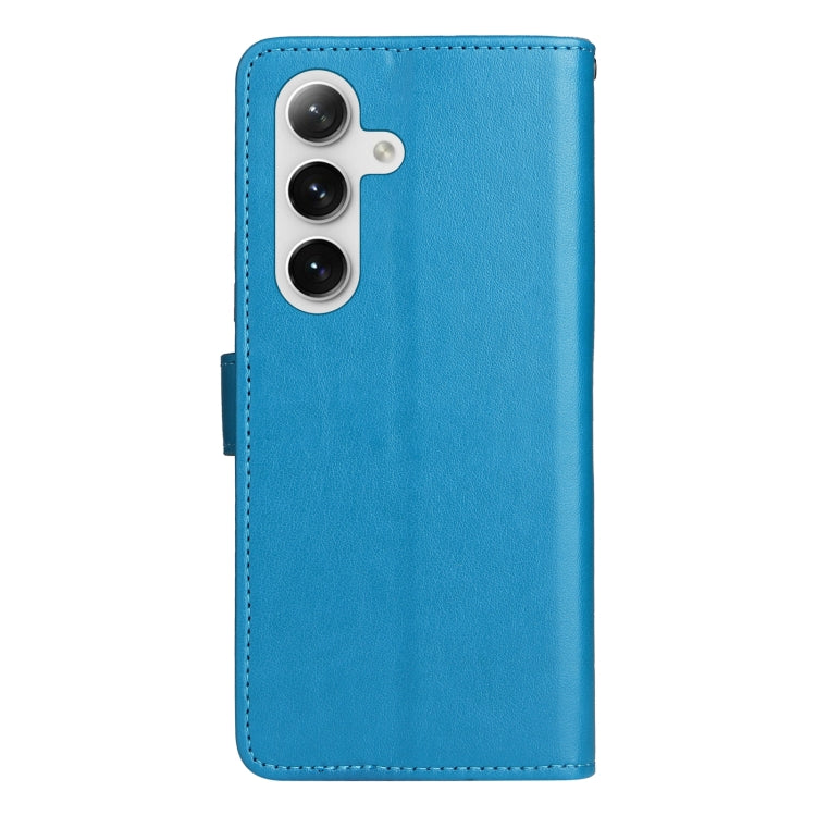 For Samsung Galaxy S25+ / S24+ 5G Cat and Bee Embossed Flip Leather Phone Case(Blue) - Galaxy S25+ 5G Cases by buy2fix | Online Shopping UK | buy2fix