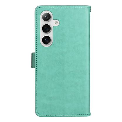 For Samsung Galaxy S25+ / S24+ 5G Cat and Bee Embossed Flip Leather Phone Case(Green) by buy2fix