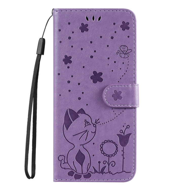 For Samsung Galaxy S25+ / S24+ 5G Cat and Bee Embossed Flip Leather Phone Case(Purple) - Galaxy S25+ 5G Cases by buy2fix | Online Shopping UK | buy2fix