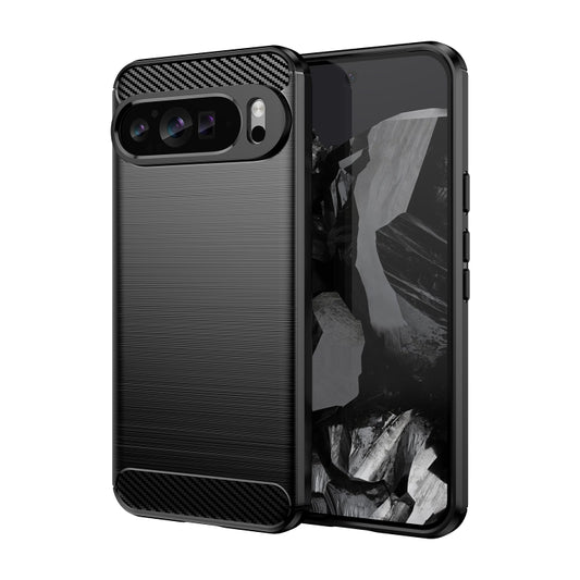 For Google Pixel 9 Pro XL Brushed Texture Carbon Fiber TPU Phone Case(Black) - Google Cases by buy2fix | Online Shopping UK | buy2fix