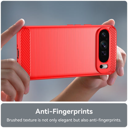 For Google Pixel 9 Pro XL Brushed Texture Carbon Fiber TPU Phone Case(Red) - Google Cases by buy2fix | Online Shopping UK | buy2fix