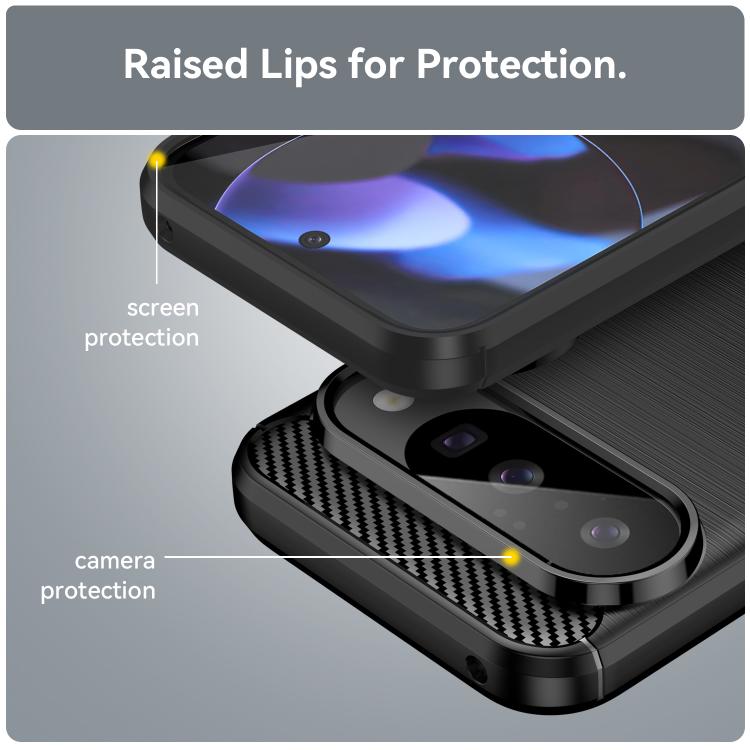 For Google Pixel 10 Carbon Fiber Brushed Texture TPU Phone Case(Black) - Google Cases by buy2fix | Online Shopping UK | buy2fix