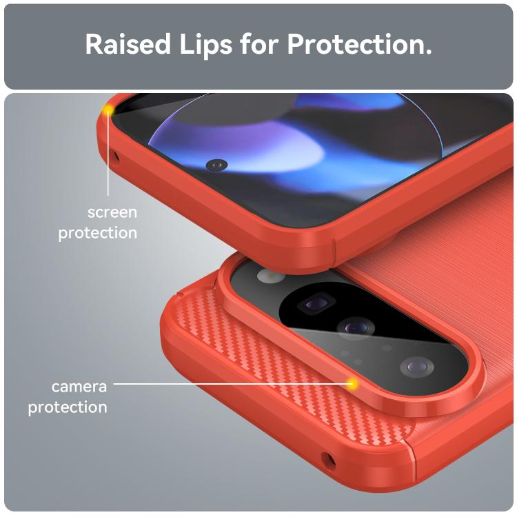 For Google Pixel 10 Pro Carbon Fiber Brushed Texture TPU Phone Case(Red) - Google Cases by buy2fix | Online Shopping UK | buy2fix