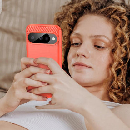 For Google Pixel 10 Pro Carbon Fiber Brushed Texture TPU Phone Case(Red) - Google Cases by buy2fix | Online Shopping UK | buy2fix