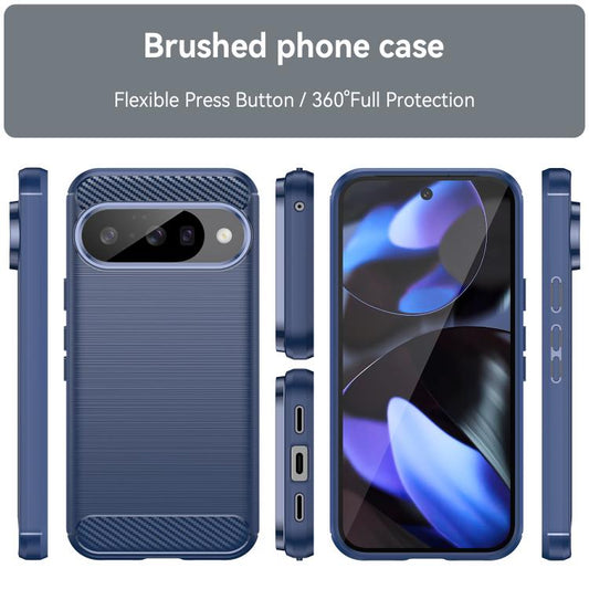 For Google Pixel 10 Pro Carbon Fiber Brushed Texture TPU Phone Case(Blue) - Google Cases by buy2fix | Online Shopping UK | buy2fix