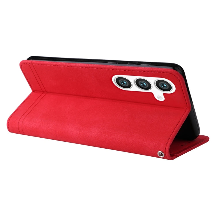 For Samsung Galaxy S25 5G Skin Feel Life Tree Metal Button Leather Phone Case(Red) by buy2fix
