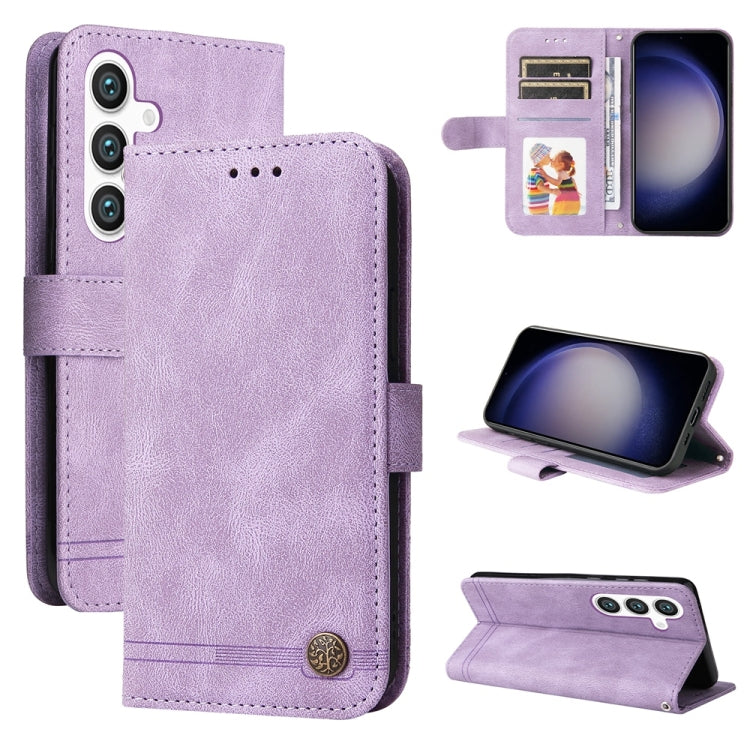 For Samsung Galaxy S25+ 5G Skin Feel Life Tree Metal Button Leather Phone Case(Purple) by buy2fix