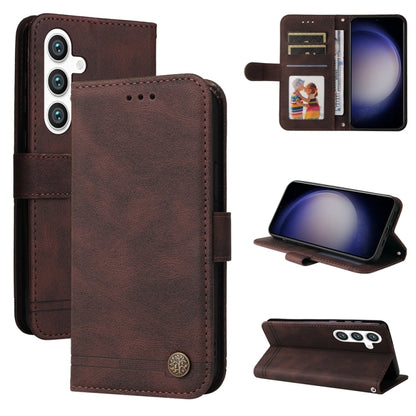 For Samsung Galaxy S25+ 5G Skin Feel Life Tree Metal Button Leather Phone Case(Brown) by buy2fix