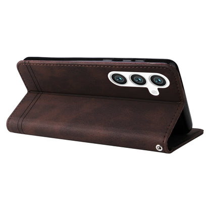 For Samsung Galaxy S25+ 5G Skin Feel Life Tree Metal Button Leather Phone Case(Brown) by buy2fix