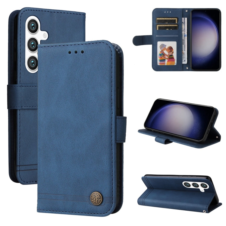 For Samsung Galaxy S25+ 5G Skin Feel Life Tree Metal Button Leather Phone Case(Blue) by buy2fix