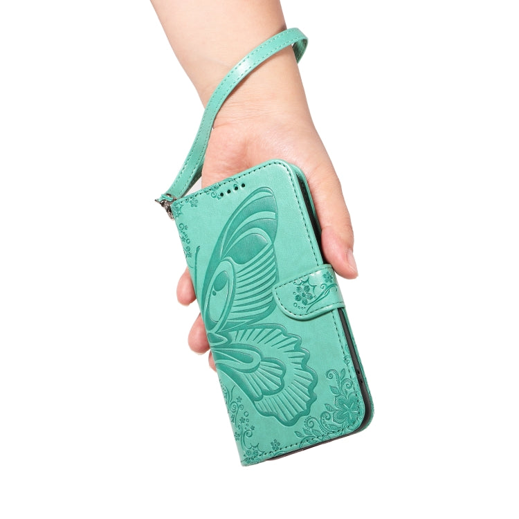 For Samsung Galaxy S25 / S24 5G Swallowtail Butterfly Embossed Leather Phone Case(Green) - Galaxy S25 5G Cases by buy2fix | Online Shopping UK | buy2fix