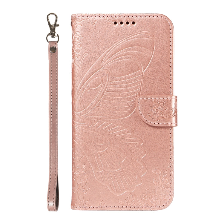 For Samsung Galaxy S25 / S24 5G Swallowtail Butterfly Embossed Leather Phone Case(Rose Gold) - Galaxy S25 5G Cases by buy2fix | Online Shopping UK | buy2fix