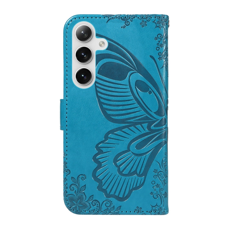 For Samsung Galaxy S25+ / S24+ 5G Swallowtail Butterfly Embossed Leather Phone Case(Blue) by buy2fix