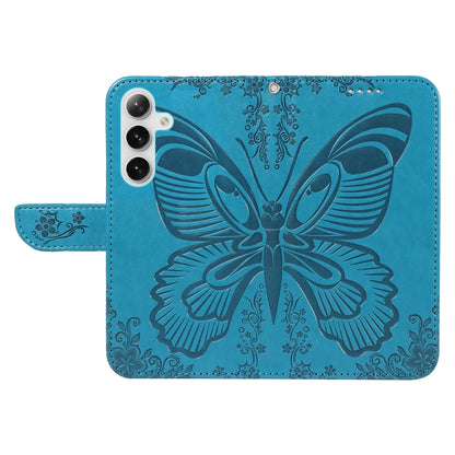 For Samsung Galaxy S25+ / S24+ 5G Swallowtail Butterfly Embossed Leather Phone Case(Blue) by buy2fix