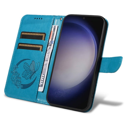 For Samsung Galaxy S25+ / S24+ 5G Swallowtail Butterfly Embossed Leather Phone Case(Blue) by buy2fix