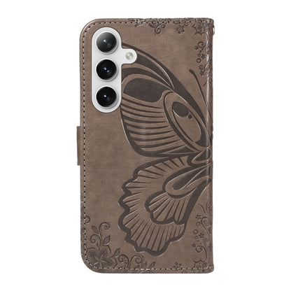For Samsung Galaxy S25+ / S24+ 5G Swallowtail Butterfly Embossed Leather Phone Case(Grey) by buy2fix