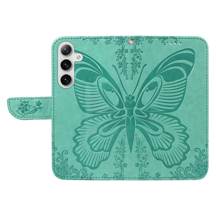 For Samsung Galaxy S25+ / S24+ 5G Swallowtail Butterfly Embossed Leather Phone Case(Green) - Galaxy S25+ 5G Cases by buy2fix | Online Shopping UK | buy2fix