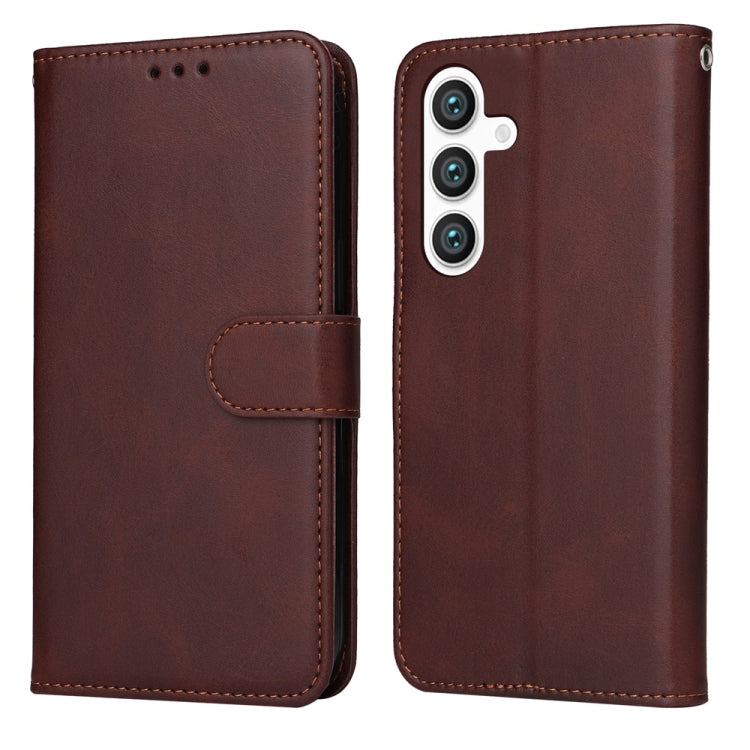 For Samsung Galaxy S25 5G Classic Calf Texture Flip Leather Phone Case(Brown) by buy2fix